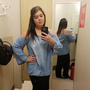 Knox Rose Cold Shoulder Denim Top